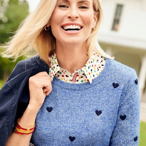 Women's Talbots Embroidered Heart Crewneck 3/4 Sleeve Sweater. Size Small - Picture 8 of 8